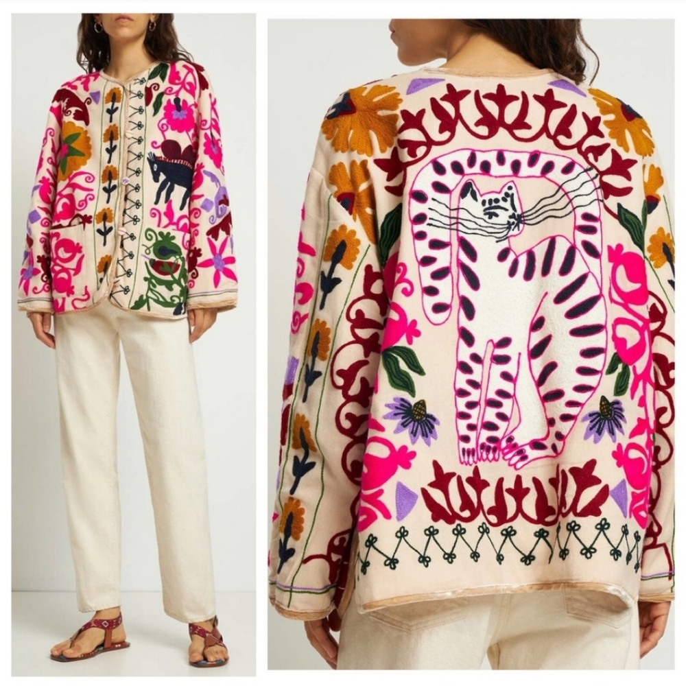 FORTE FORTE Jaguar De Lua Embroidered Wool Blend Jacket
